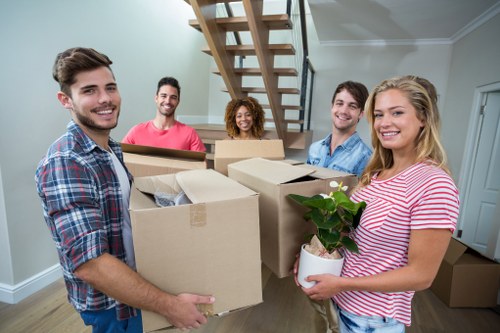 Removal team packing a London home before a house move
