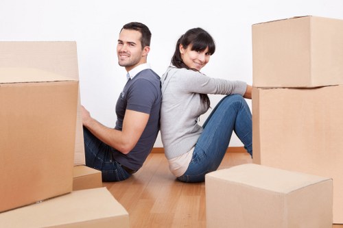 Packing boxes and household items prepared for a London house move
