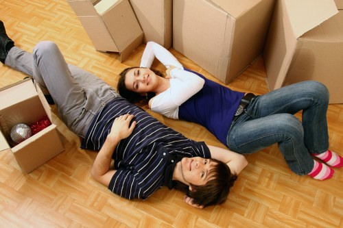 Professional movers handling a flat move with stairs and access challenges