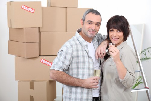 Boxes and furniture loaded into a removals van for transport